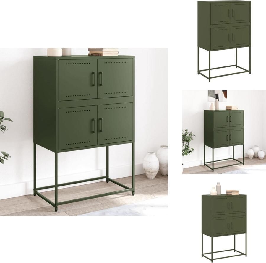 VidaXL Dressoir Dressoirs Kast Wandkast Dressoir 68 5x38 5x107 cm staal olijfgroen
