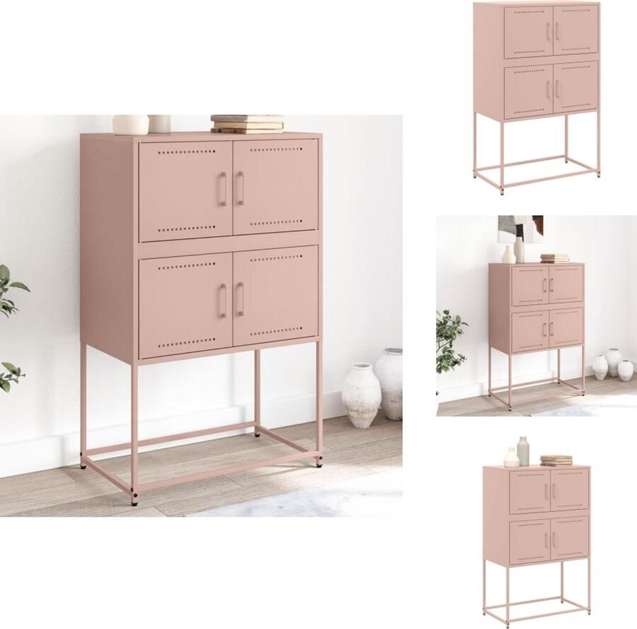 VidaXL Dressoir Dressoirs Kast Wandkast Dressoir 68 5x38 5x107 cm staal roze