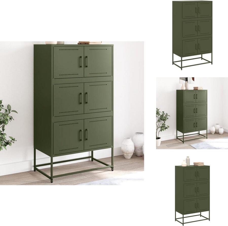 VidaXL Dressoir Dressoirs Kast Wandkast Dressoir 68 5x38 5x123 5 cm staal olijfgroen