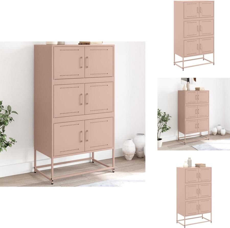 VidaXL Dressoir Dressoirs Kast Wandkast Dressoir 68 5x38 5x123 5 cm staal roze