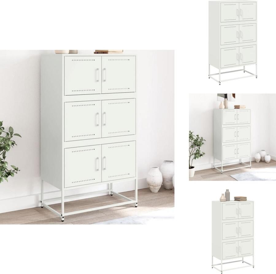 VidaXL Dressoir Dressoirs Kast Wandkast Dressoir 68 5x38 5x123 5 cm staal wit