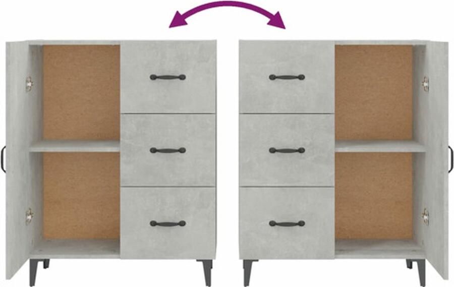 VidaXL Dressoir Dressoirs Kast Wandkast Dressoir 69-5x34x90 cm bewerkt hout betongrijs