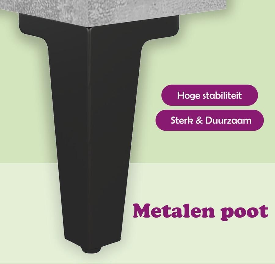 VidaXL Dressoir Betongrijs 100 x 36 x 60 cm Duurzaam bewerkt hout en metalen poten Keukenkast