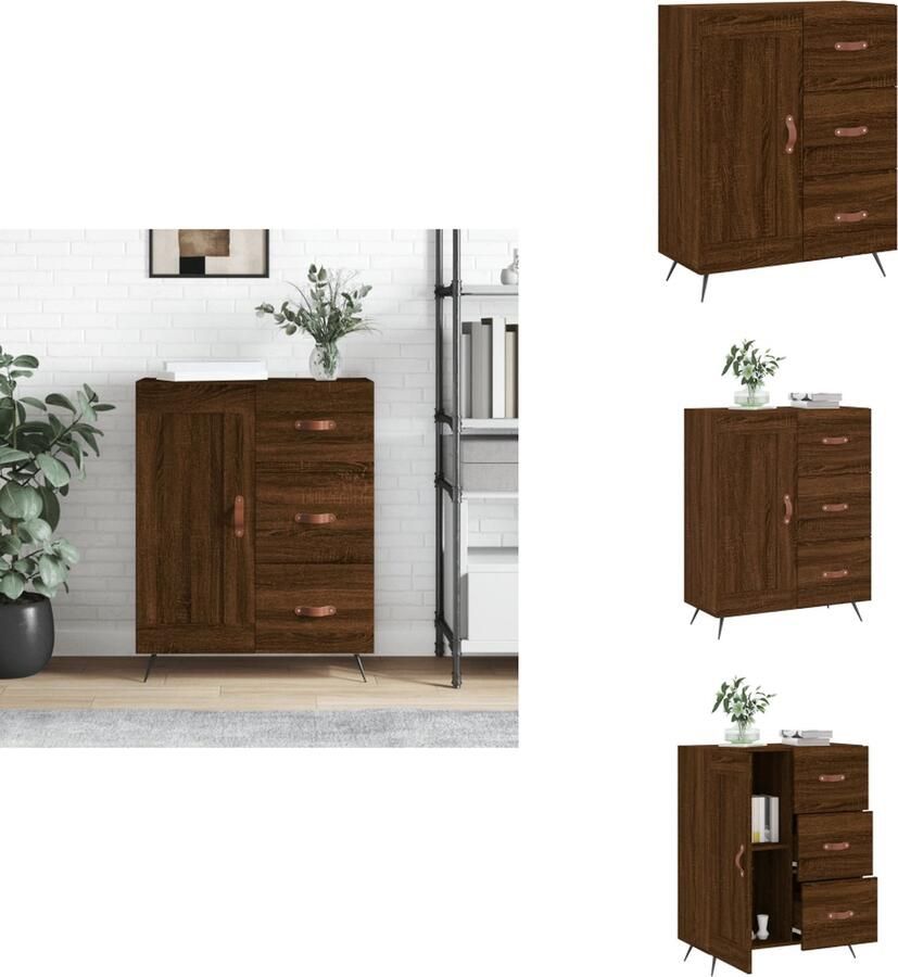 VidaXL Dressoir Dressoirs Kast Wandkast Dressoir 69-5x34x90 cm bewerkt hout bruineikenkleurig