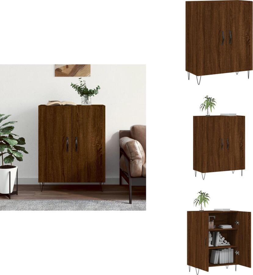 VidaXL Dressoir Dressoirs Kast Wandkast Dressoir 69-5x34x90 cm bewerkt hout bruineikenkleurig - Foto 2