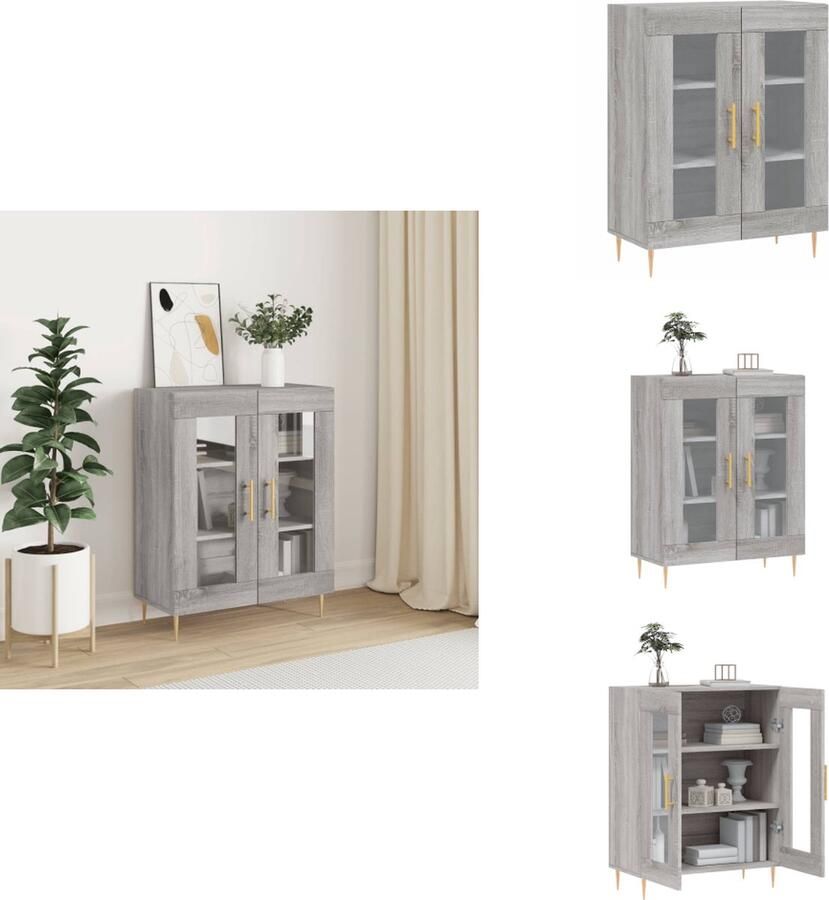 VidaXL Dressoir Dressoirs Kast Wandkast Dressoir 69-5x34x90 cm bewerkt hout grijs sonoma eikenkleurig - Foto 3