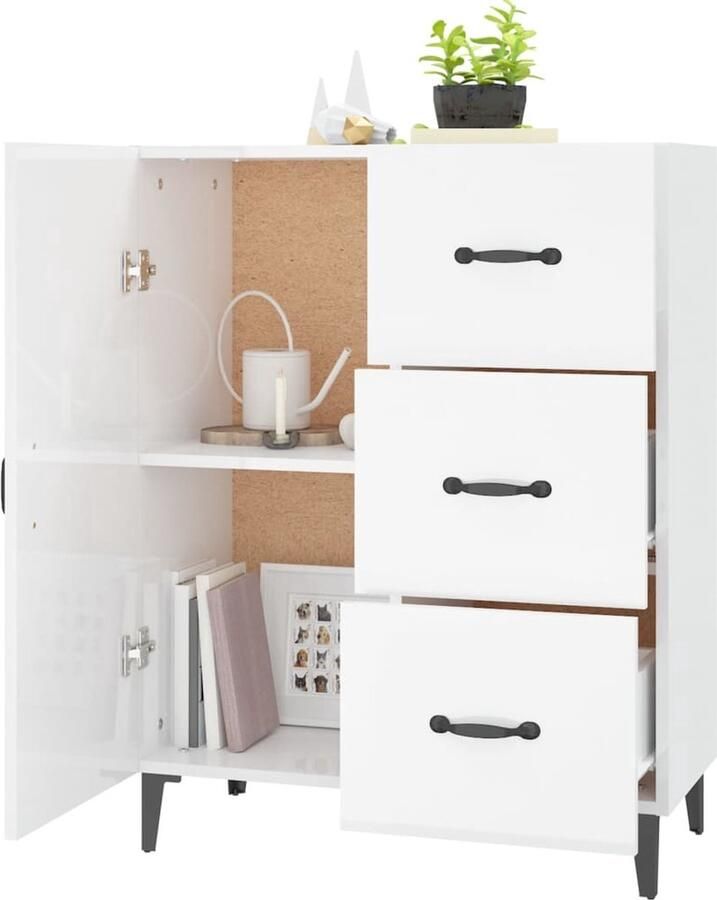 VidaXL Dressoir Dressoirs Kast Wandkast Dressoir 69-5x34x90 cm bewerkt hout hoogglans wit