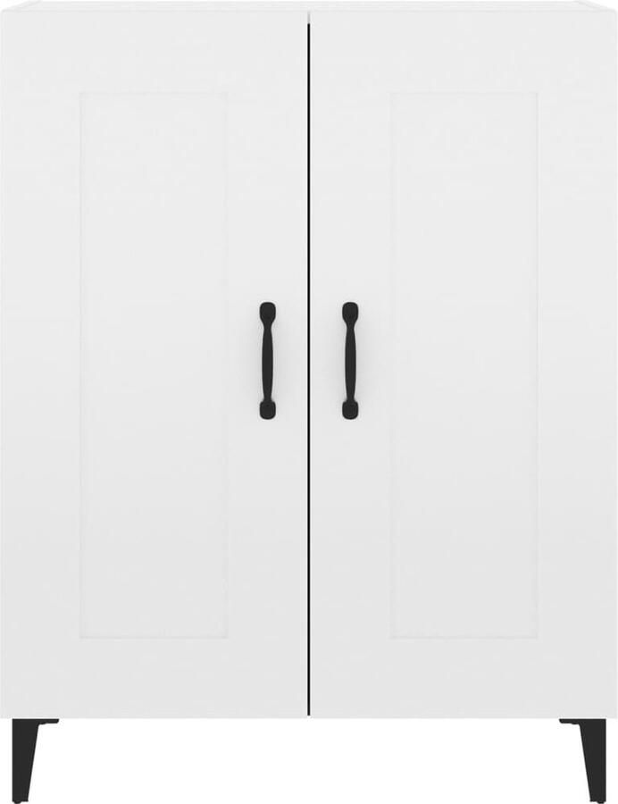 VidaXL Dressoir Klassiek Hoogglans Wit 69.5 x 34 x 90 cm Duurzaam hout Voldoende opbergruimte Weergavefunctie Metalen voeten Keukenkast - Foto 14