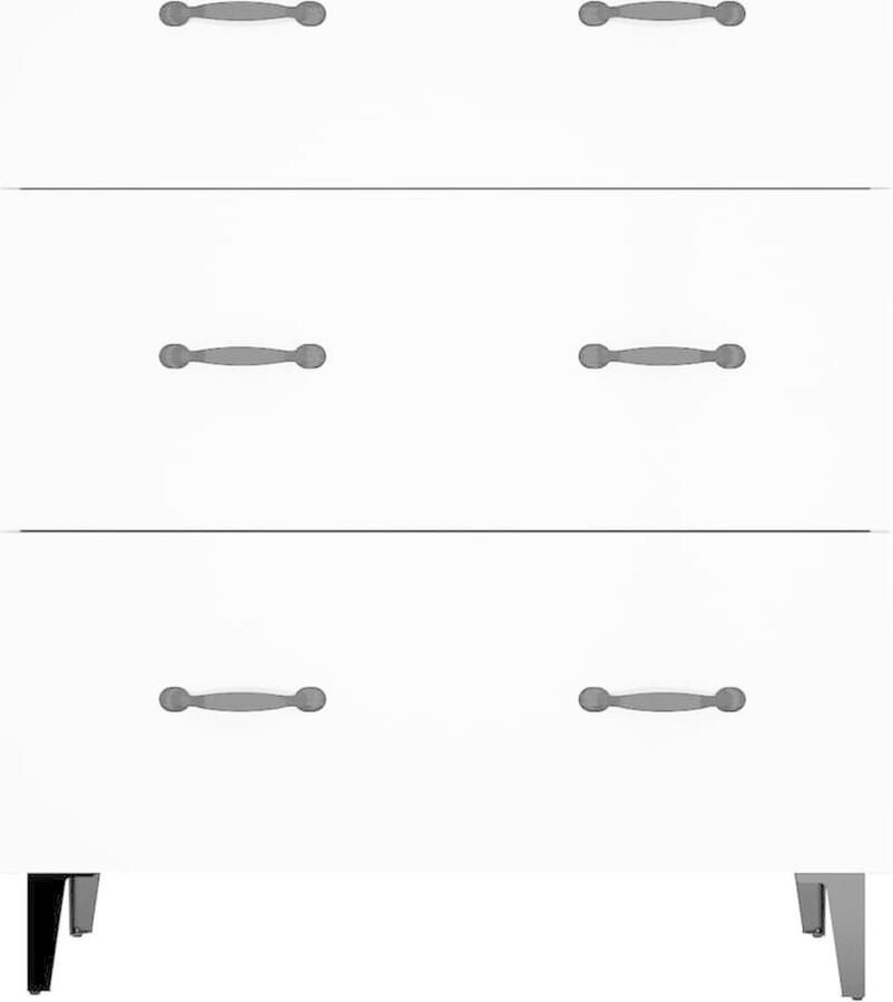 VidaXL Dressoir Klassiek Hoogglans Wit 69.5 x 34 x 90 cm Duurzaam hout Voldoende opbergruimte Weergavefunctie Metalen voeten Keukenkast - Foto 12