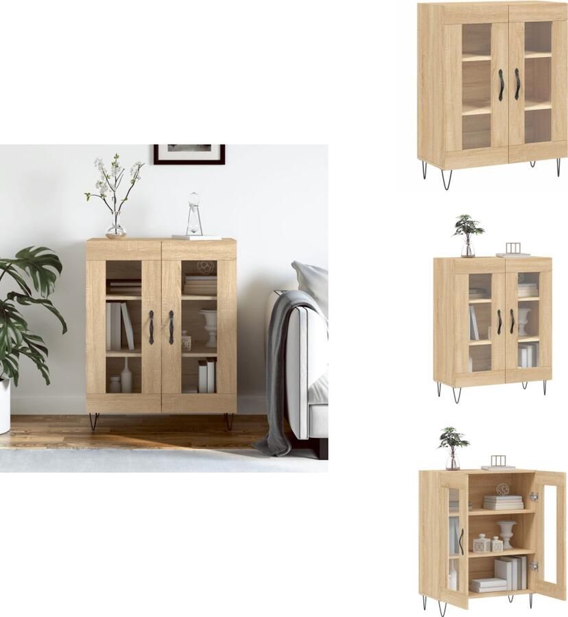 VidaXL Dressoir Dressoirs Kast Wandkast Dressoir 69-5x34x90 cm bewerkt hout sonoma eikenkleurig - Foto 4