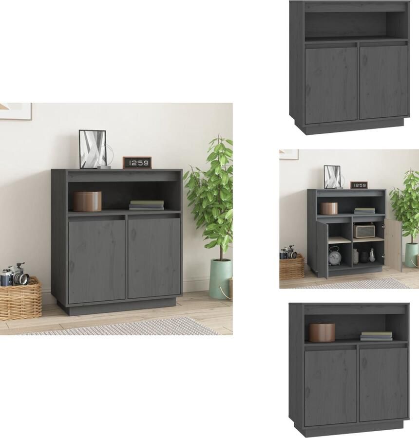 VidaXL Dressoir Dressoirs Kast Wandkast Dressoir 70x34x80 cm massief grenenhout grijs