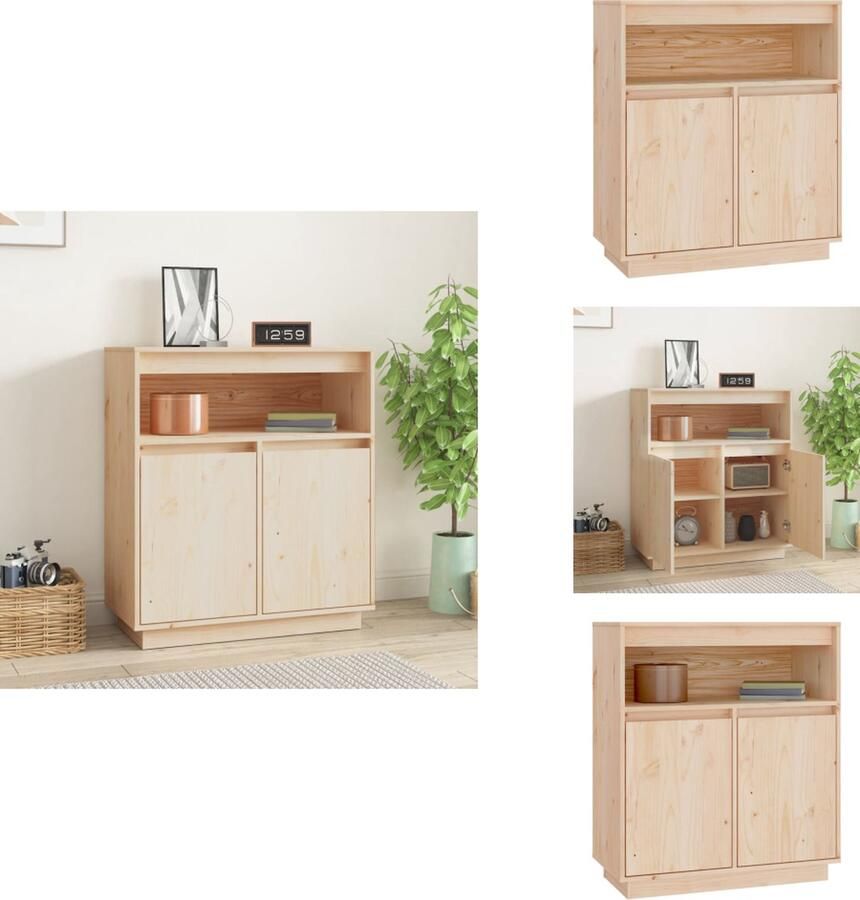 VidaXL Dressoir Grenenhout Bijzetkast 70 x 34 x 80 cm Natuurlijk karakter Keukenkast