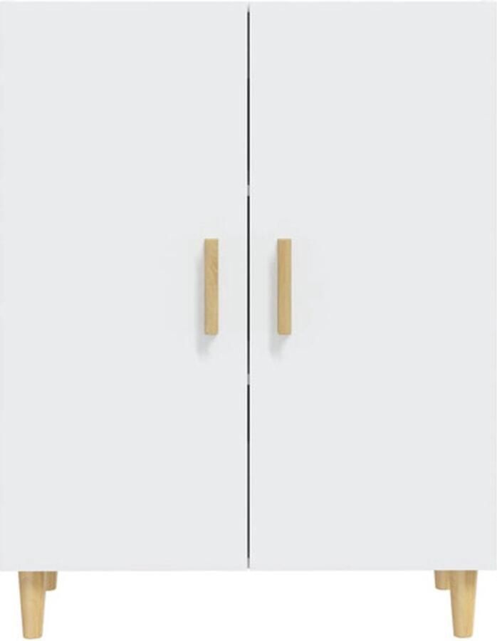 The Living Store Dressoir 70x34x90 cm bewerkt hout wit Dressoir Houten Dressoir Wit Dressoir Vintage Dressoir Salontafel - Foto 2