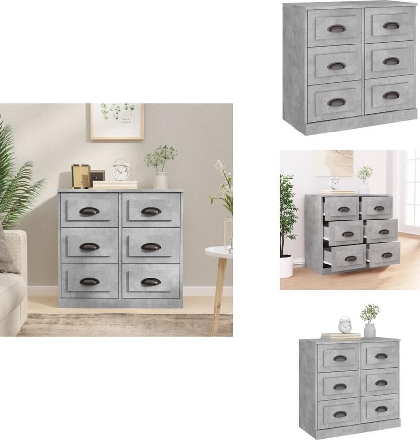 VidaXL Dressoir Dressoirs Kast Wandkast Dressoir 70x35 5x67 5 cm bewerkt hout betongrijs - Foto 4