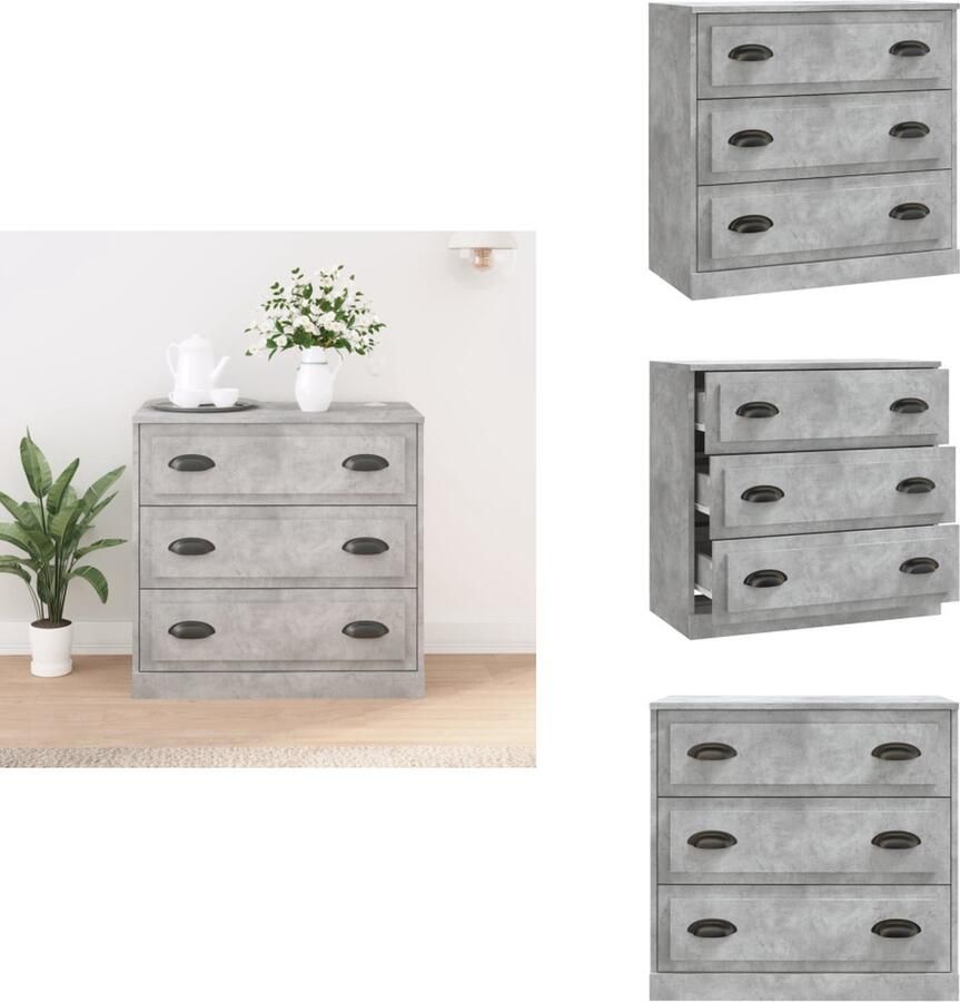 VidaXL Dressoir Dressoirs Kast Wandkast Dressoir 70x35 5x67 5 cm bewerkt hout betongrijs - Foto 2