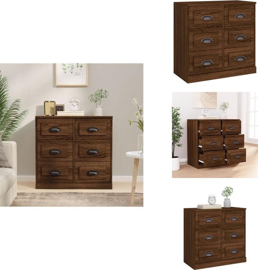 VidaXL Dressoir Dressoirs Kast Wandkast Dressoir 70x35-5x67-5 cm bewerkt hout bruineikenkleurig