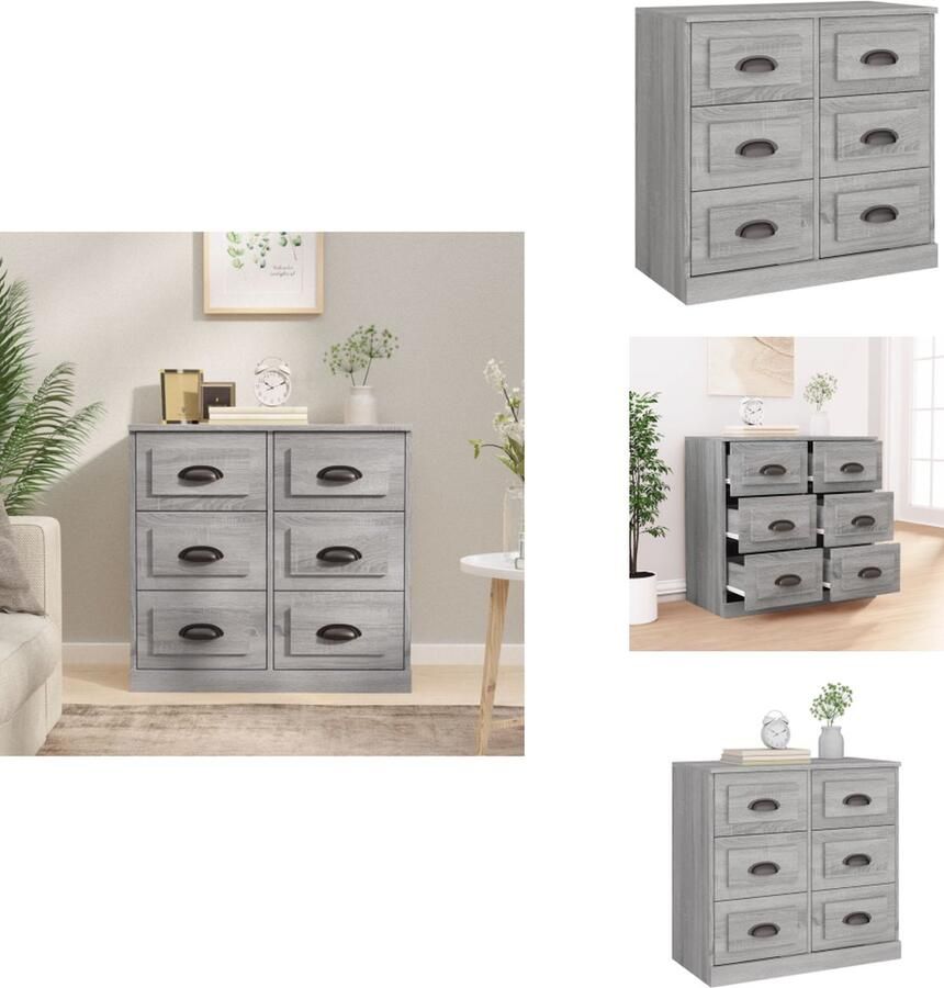 VidaXL Dressoir Dressoirs Kast Wandkast Dressoir 70x35-5x67-5 cm bewerkt hout grijs sonoma eikenkleurig - Foto 2