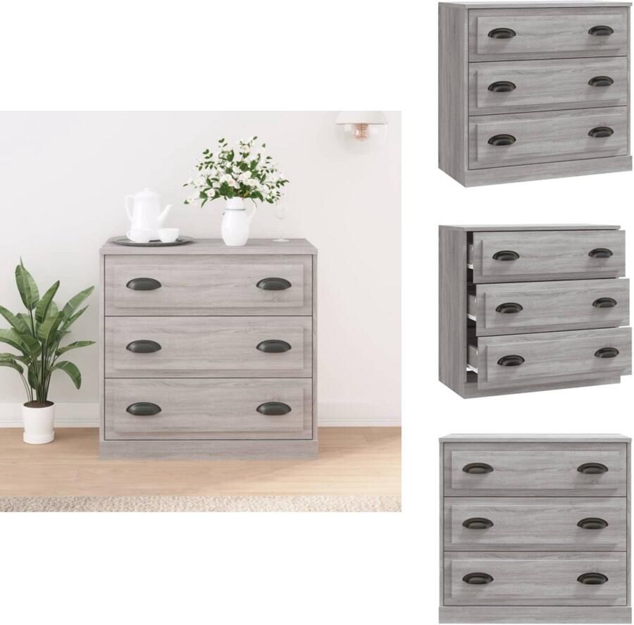 VidaXL Dressoir Dressoirs Kast Wandkast Dressoir 70x35-5x67-5 cm bewerkt hout grijs sonoma eikenkleurig