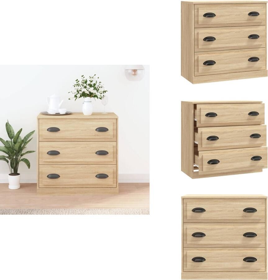VidaXL Dressoir Dressoirs Kast Wandkast Dressoir 70x35-5x67-5 cm bewerkt hout sonoma eikenkleurig - Foto 3