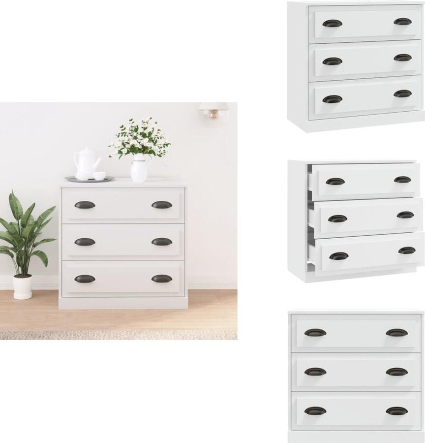 VidaXL Dressoir Dressoirs Kast Wandkast Dressoir 70x35-5x67-5 cm bewerkt hout wit - Foto 2