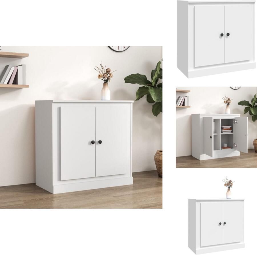 The Living Store Dressoir 70x35 5x67 5 cm bewerkt hout wit Dressoir Kast Opbergkast Houten Dressoir Witte Dressoir - Foto 2