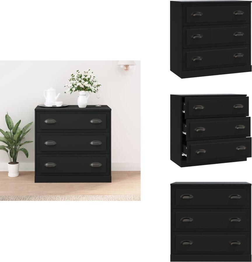 VidaXL Dressoir Dressoirs Kast Wandkast Dressoir 70x35-5x67-5 cm bewerkt hout zwart