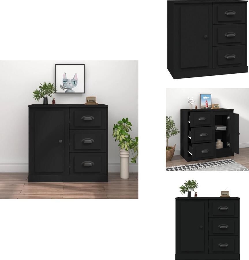 VidaXL Dressoir Dressoirs Kast Wandkast Dressoir 70x35-5x67-5 cm bewerkt hout zwart