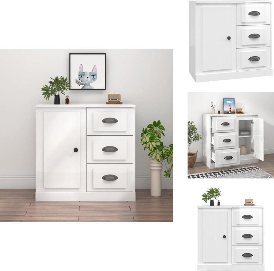 VidaXL Dressoir Dressoirs Kast Wandkast Dressoir 70x35x67 5 cm bewerkt hout hoogglans wit
