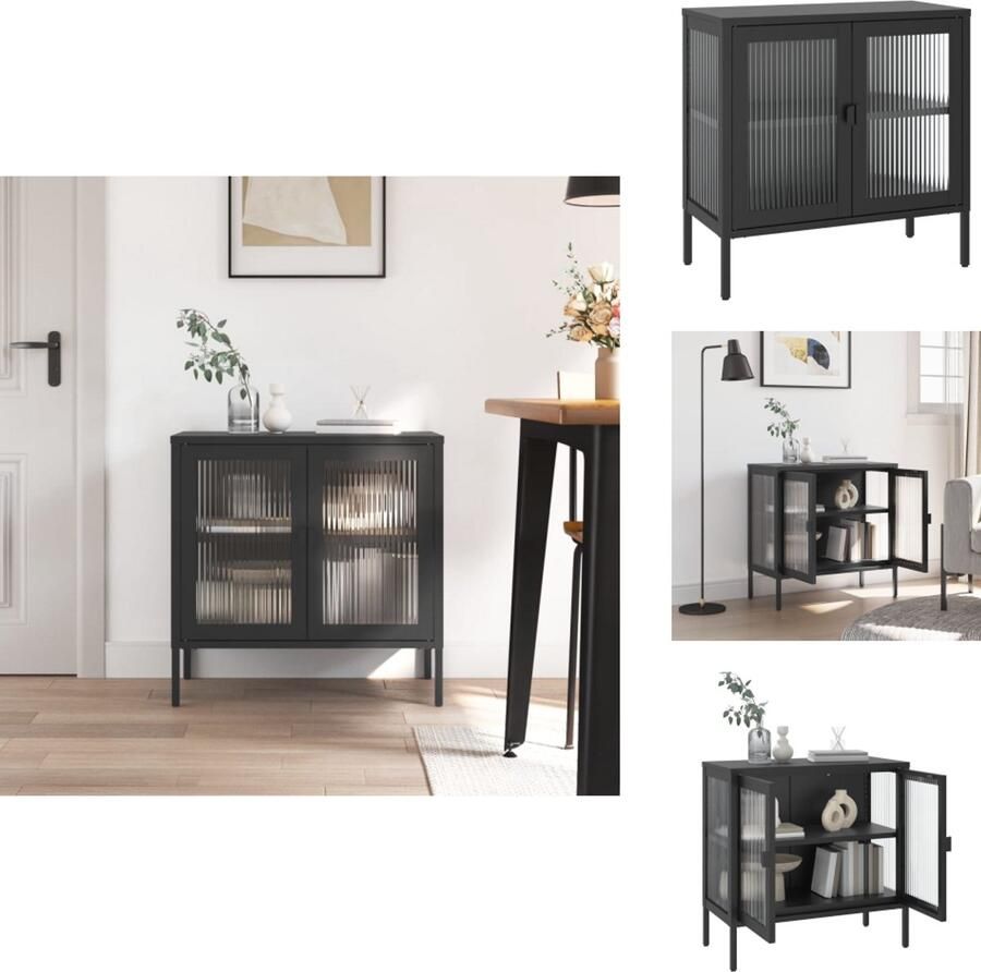 VidaXL Dressoir Dressoirs Kast Wandkast Dressoir 70x35x70 cm glas en staal zwart