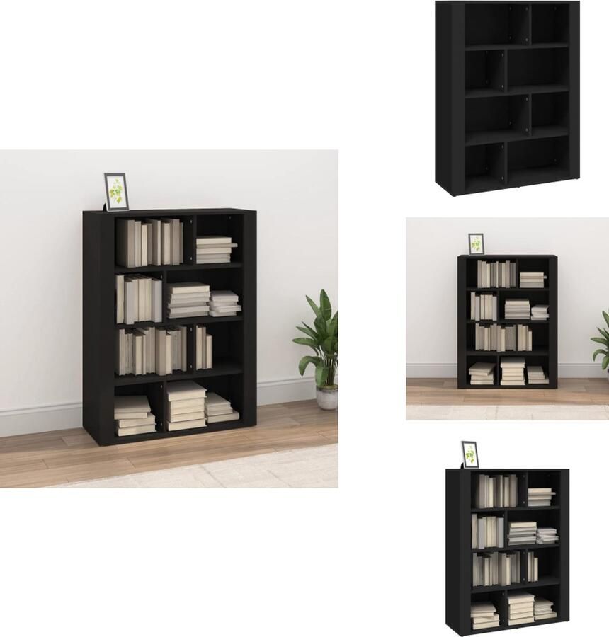 VidaXL Dressoir Dressoirs Kast Wandkast Dressoir 80x30x106 cm bewerkt hout zwart - Foto 2