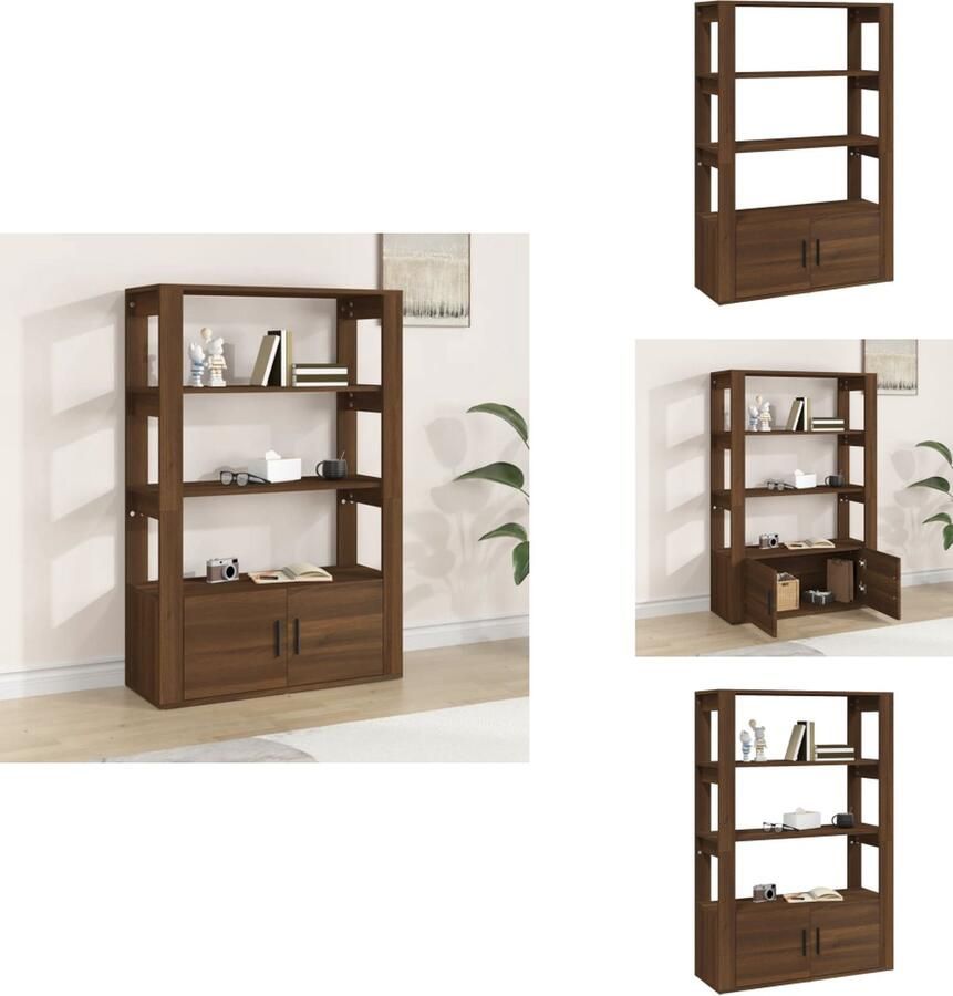 VidaXL Dressoir Dressoirs Kast Wandkast Dressoir 80x30x119-5 cm bewerkt hout bruineikenkleurig