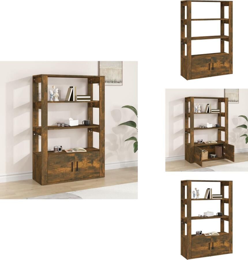 VidaXL Dressoir Dressoirs Kast Wandkast Dressoir 80x30x119-5 cm bewerkt hout gerookt eikenkleurig - Foto 2