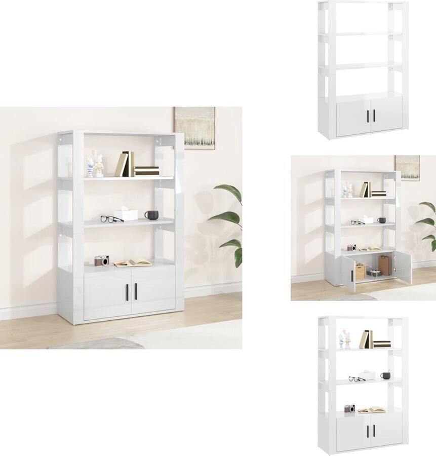 VidaXL Dressoir Dressoirs Kast Wandkast Dressoir 80x30x119-5 cm bewerkt hout hoogglans wit