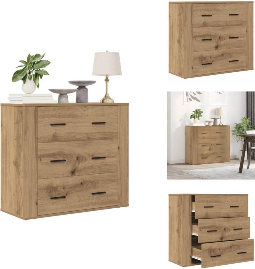 VidaXL Dressoir Dressoirs Kast Wandkast Dressoir 80x33x70 cm bewerkt hout artisanaal eikenkleurig
