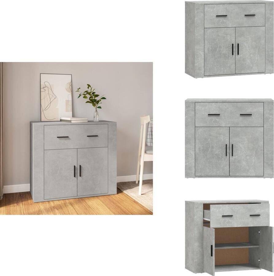 VidaXL Dressoir 80x33x70 cm bewerkt hout betongrijs Dressoir Dressoirs Kast Wandkast - Foto 3