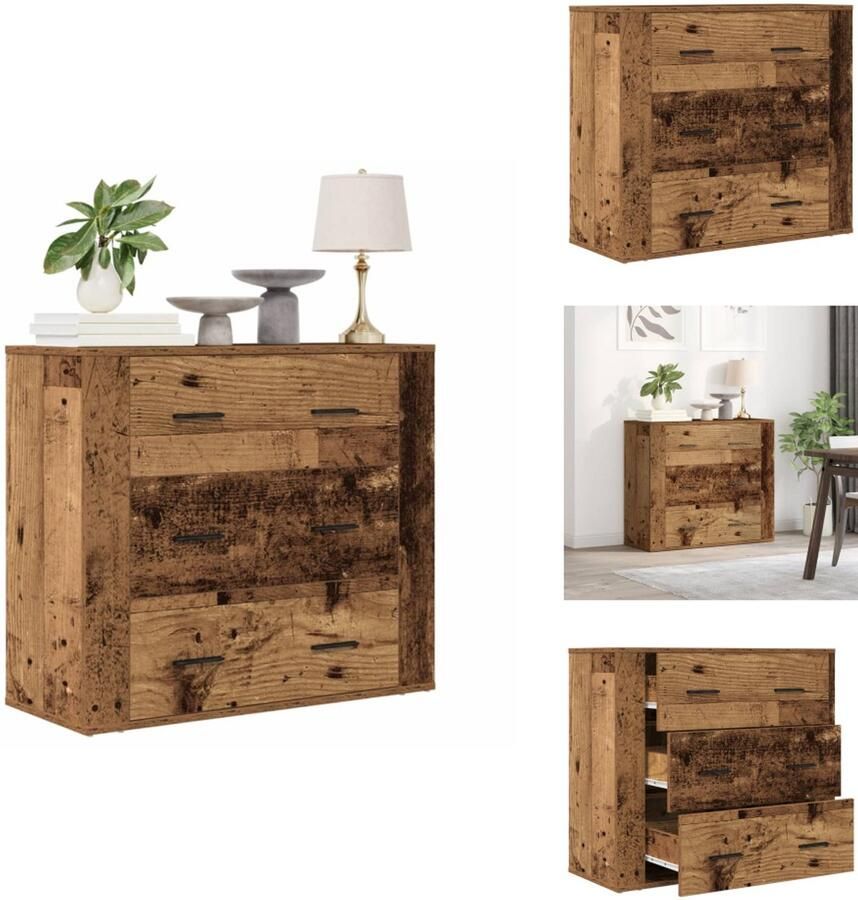 VidaXL Dressoir Dressoirs Kast Wandkast Dressoir 80x33x70 cm bewerkt hout oud houtkleurig
