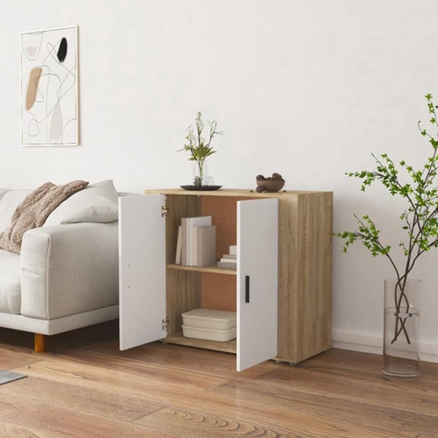 VidaXL Dressoir Dressoirs Kast Wandkast Dressoir 80x33x70 cm bewerkt hout sonoma eikenkleurig