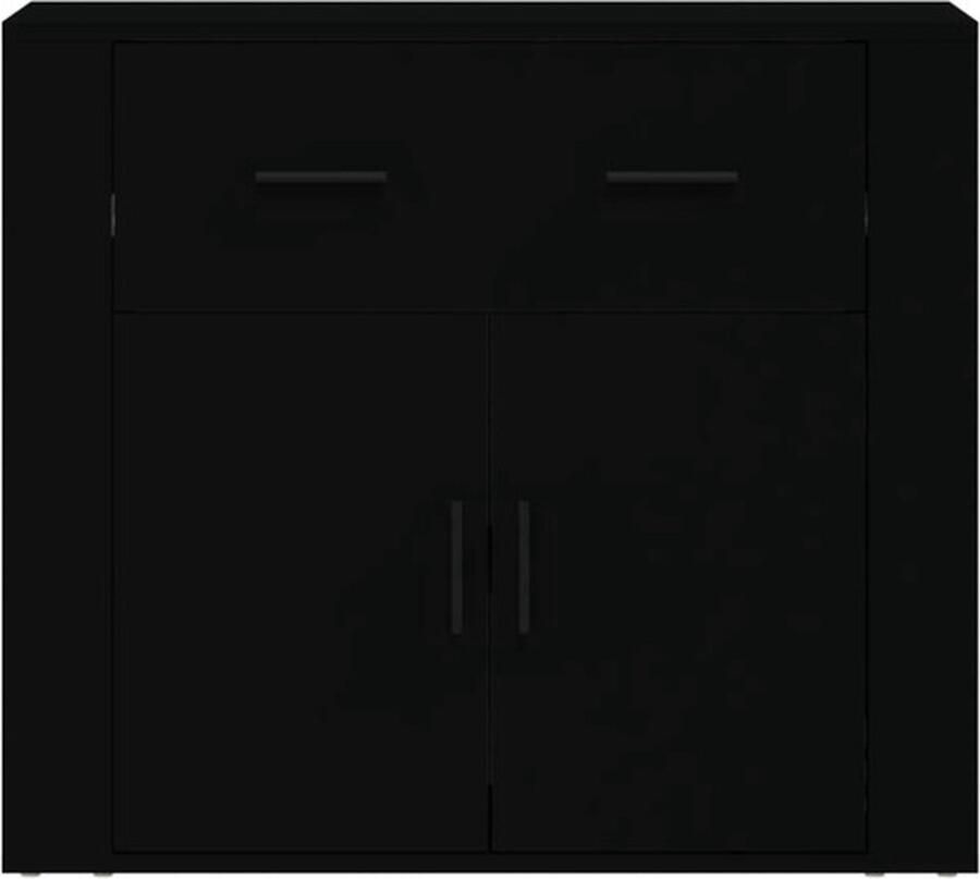 VidaXL Dressoir Zwart Bewerkt Hout 80 x 33 x 70 cm Stevig en Doelmatig Keukenkast