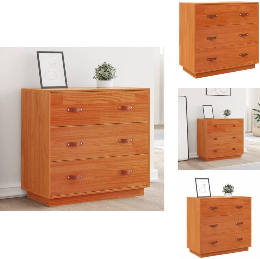 VidaXL Dressoir Dressoirs Kast Wandkast Dressoir 80x40x75 cm massief grenenhout wasbruin