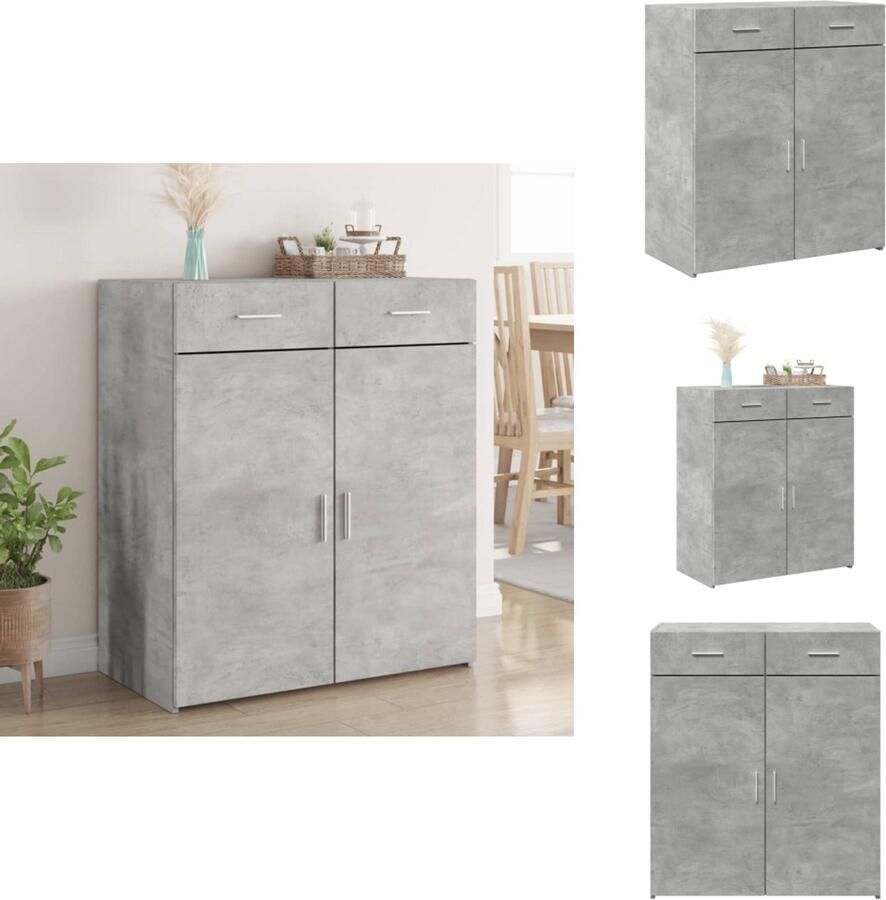 VidaXL Dressoir Dressoirs Kast Wandkast Dressoir 80x42 5x93 cm bewerkt hout betongrijs - Foto 2