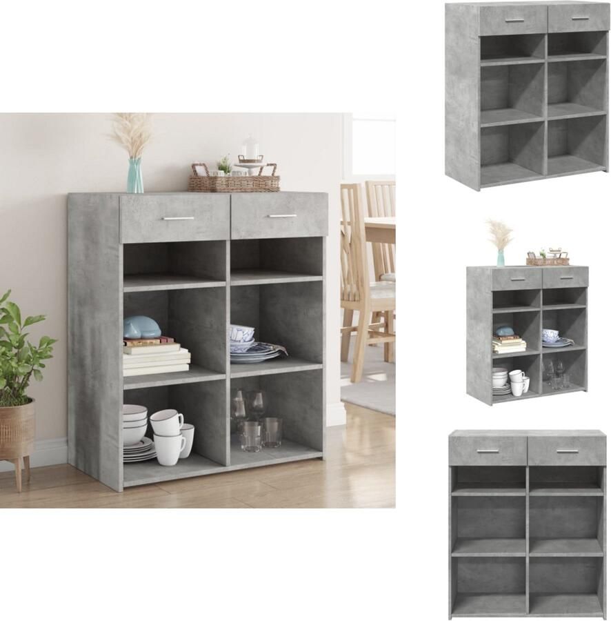 VidaXL Dressoir Dressoirs Kast Wandkast Dressoir 80x42 5x93 cm bewerkt hout betongrijs