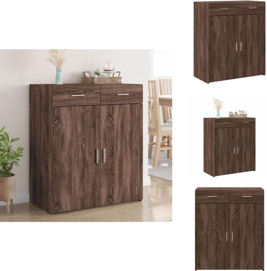 VidaXL Dressoir Dressoirs Kast Wandkast Dressoir 80x42 5x93 cm bewerkt hout bruin eikenkleur