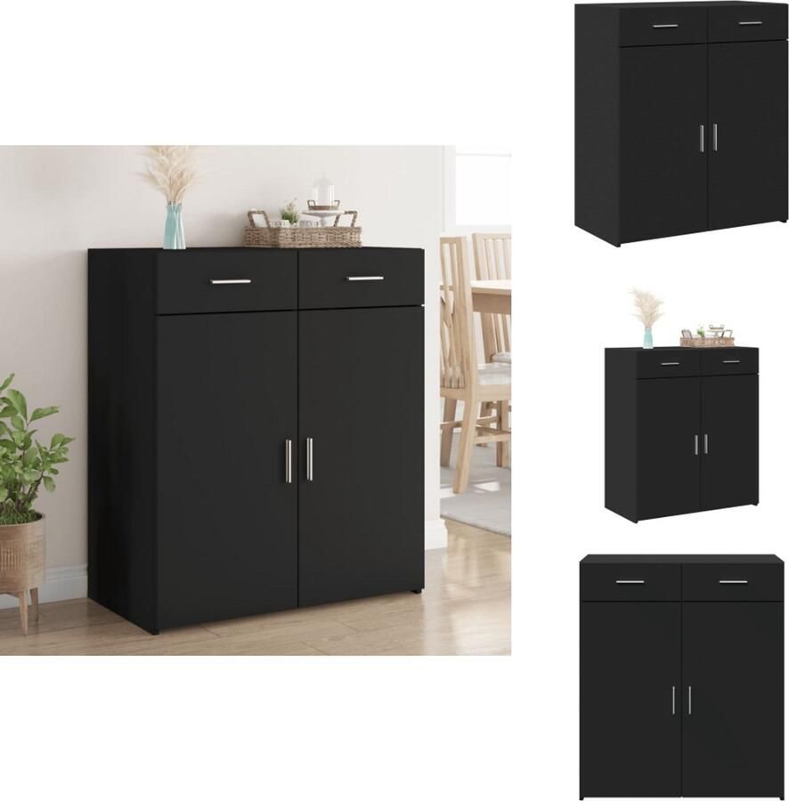 VidaXL Dressoir Dressoirs Kast Wandkast Dressoir 80x42 5x93 cm bewerkt hout zwart