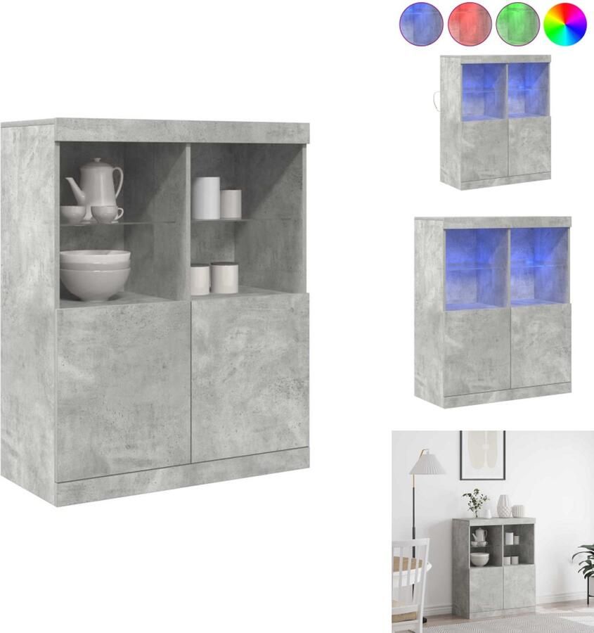 VidaXL Dressoir Dressoirs Kast Wandkast Dressoir 81x37x100 cm bewerkt hout betongrijs