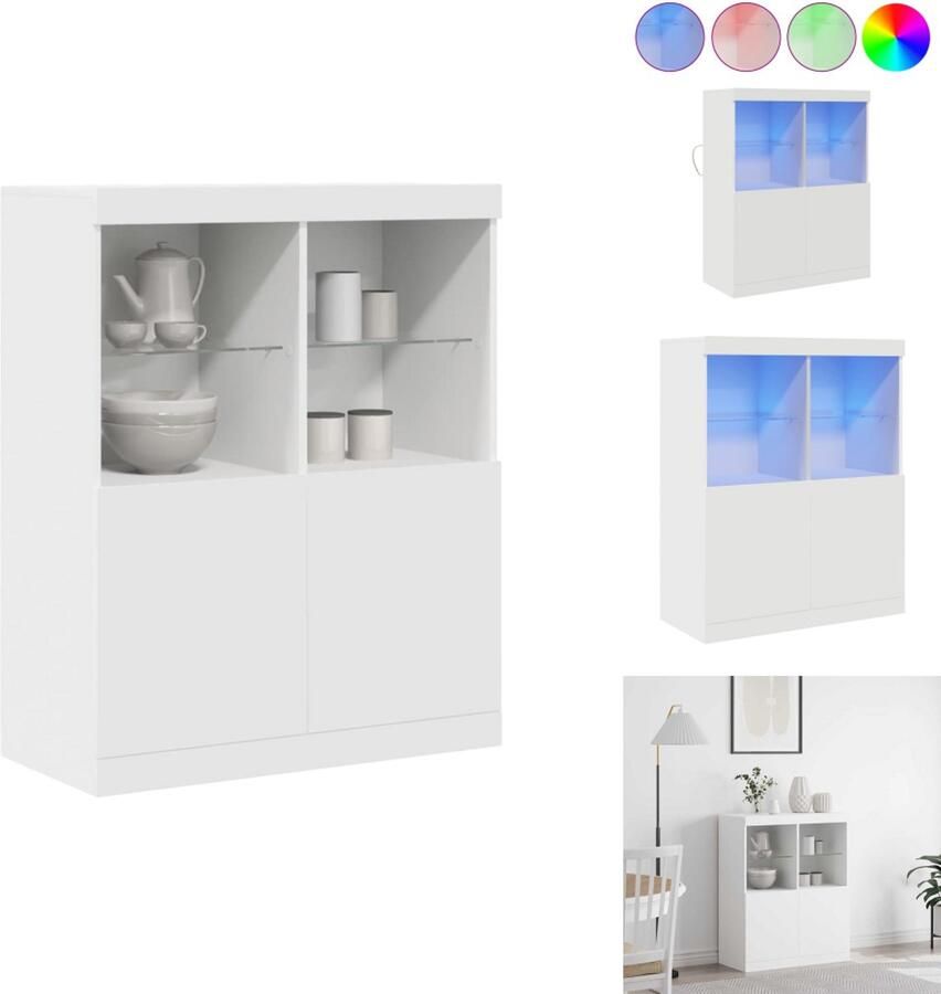 VidaXL Dressoir Dressoirs Kast Wandkast Dressoir 81x37x100 cm bewerkt hout wit