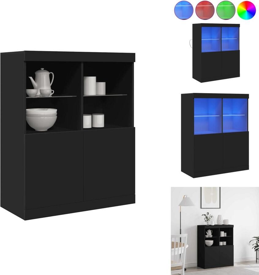 VidaXL Dressoir Dressoirs Kast Wandkast Dressoir 81x37x100 cm bewerkt hout zwart