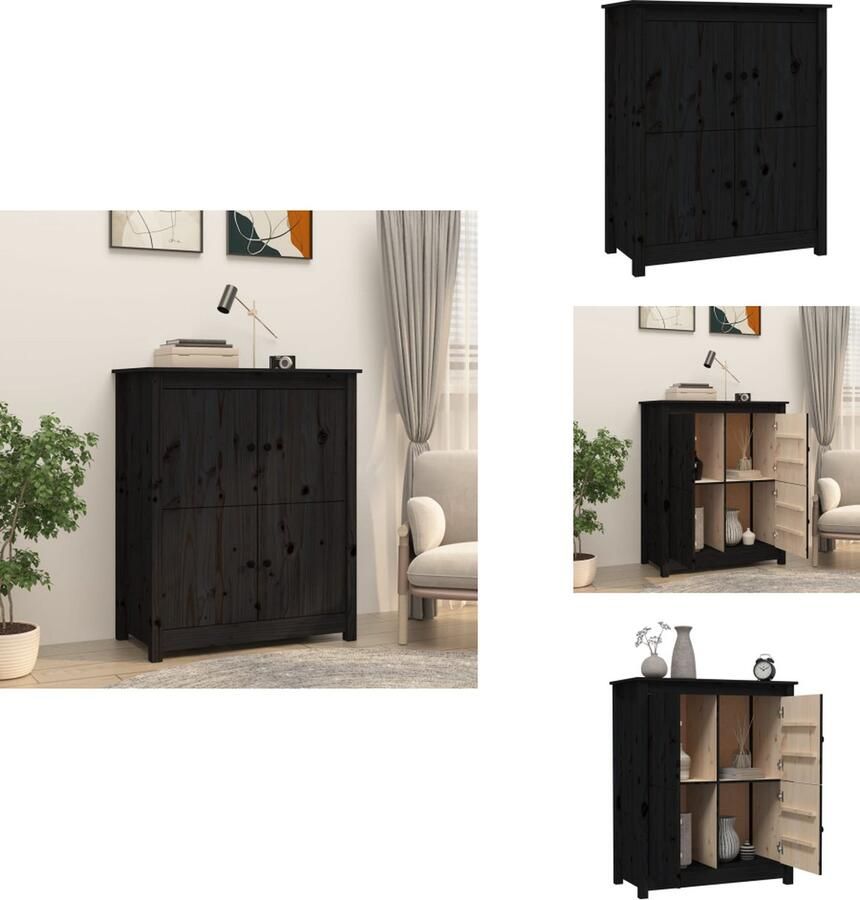 VidaXL Dressoir Dressoirs Kast Wandkast Dressoir 83x41 5x100 cm massief grenenhout zwart
