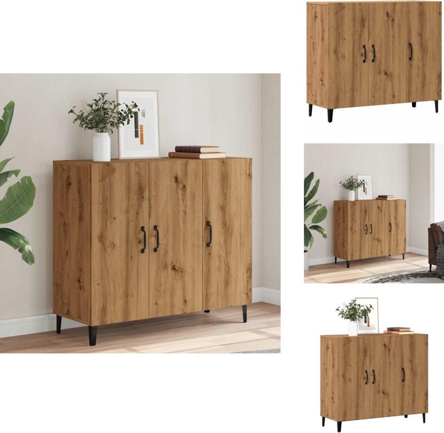 VidaXL Dressoir Dressoirs Kast Wandkast Dressoir 90x34x80 cm bewerkt hout artisanaal eikenkleur
