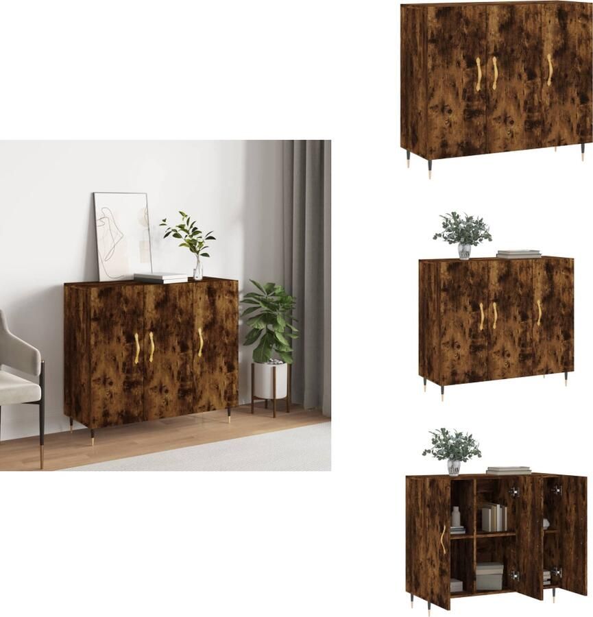 VidaXL Dressoir Dressoirs Kast Wandkast Dressoir 90x34x80 cm bewerkt hout gerookt eikenkleurig