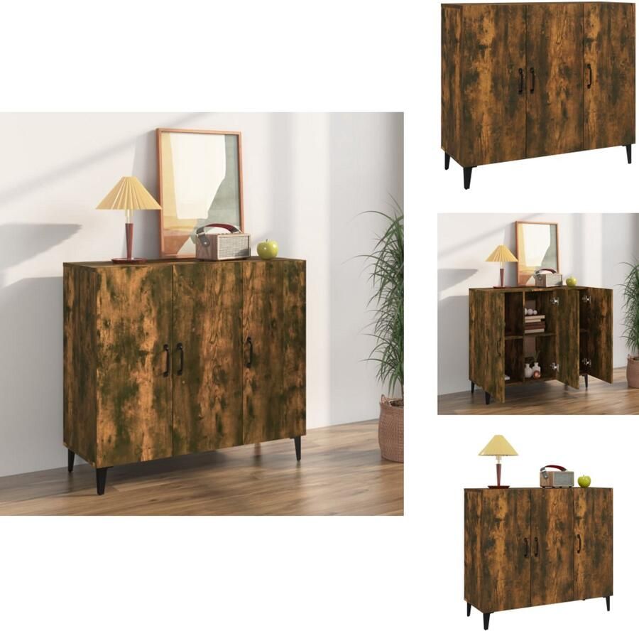 VidaXL Dressoir Dressoirs Kast Wandkast Dressoir 90x34x80 cm bewerkt hout gerookt eikenkleurig